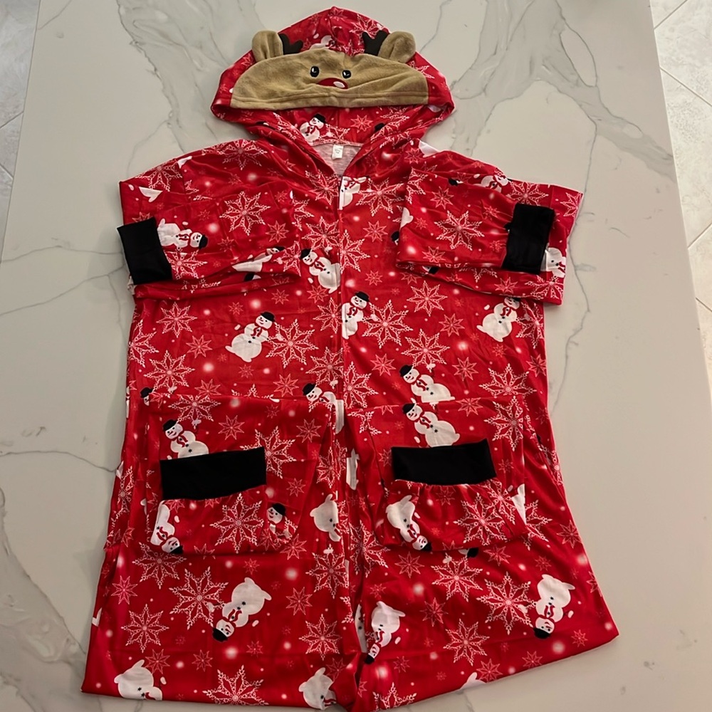 One piece reindeer hooded pajamas Men's- NWOT